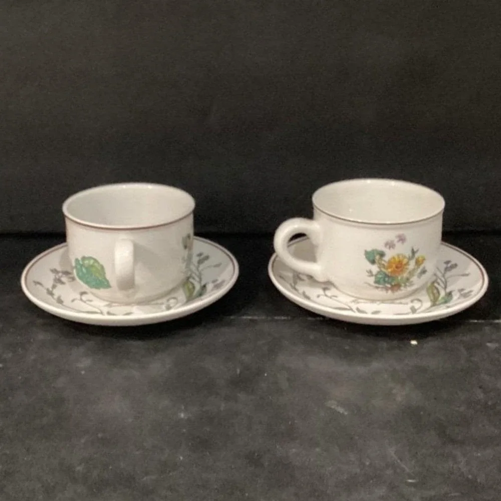 Villeroy & Boch Botanica Teacup and Saucers, Set of 2, Vintage Botanical Design
